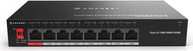 Main image of Amcrest 8-Port POE+ Power Over Ethernet POE Switch with Metal Housing, 8-Ports POE+ 802.3af/at 96w (AGPS8E8P-AT-96-V2)