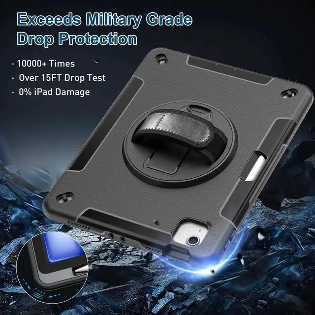 Alt view image 4 of 5 - SUPFIVES Case for iPad Air 11 Inch 7th/6th (2025/2024), iPad Pro 11 2022/2021/2020/2018,iPad Air 10.9 with Screen Protector, Black