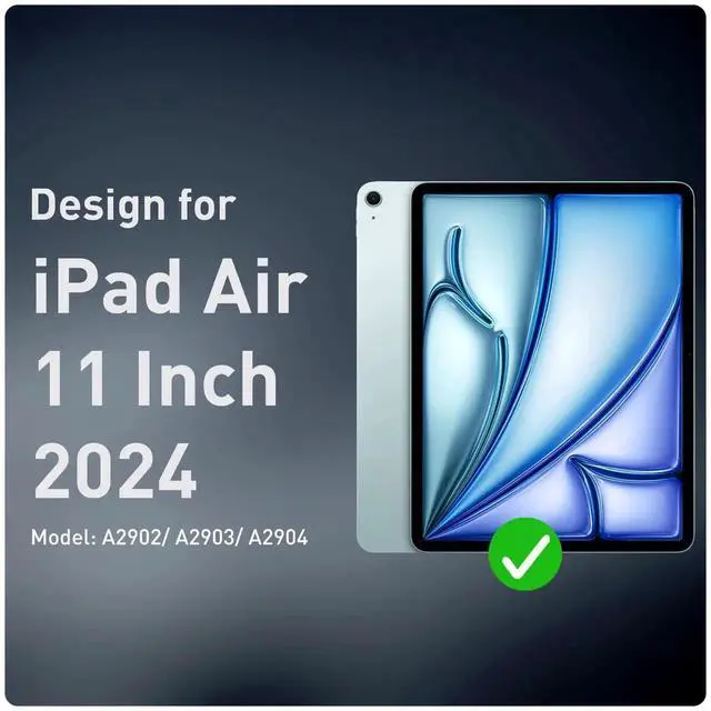 Alt view image 3 of 5 - SUPFIVES Case for iPad Air 11 Inch 7th/6th (2025/2024), iPad Pro 11 2022/2021/2020/2018,iPad Air 10.9 with Screen Protector, Black