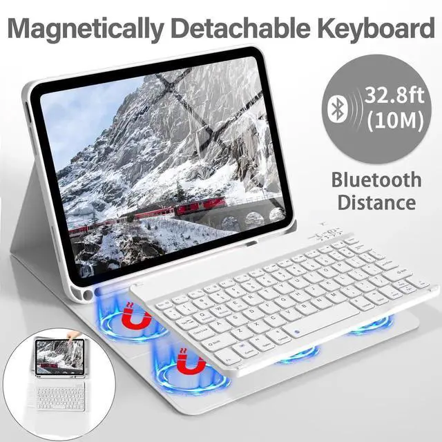 Alt view image 2 of 5 - BQDIYOO Case for iPad 11th/10th Generation with Keyboard, 11 inch A16/10.9" iPad 10 Case (2025/2022) with Pencil Holder, Wireless Keyboard and Slim Lightweight Soft Cover Auto Wake/Sleep, Gray