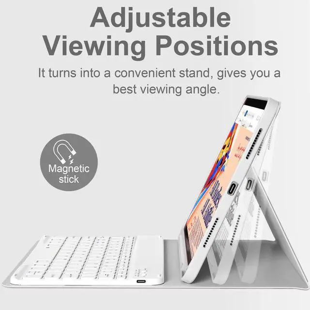 Alt view image 5 of 5 - BQDIYOO Case for iPad 11th/10th Generation with Keyboard, 11 inch A16/10.9" iPad 10 Case (2025/2022) with Pencil Holder, Wireless Keyboard and Slim Lightweight Soft Cover Auto Wake/Sleep, Gray