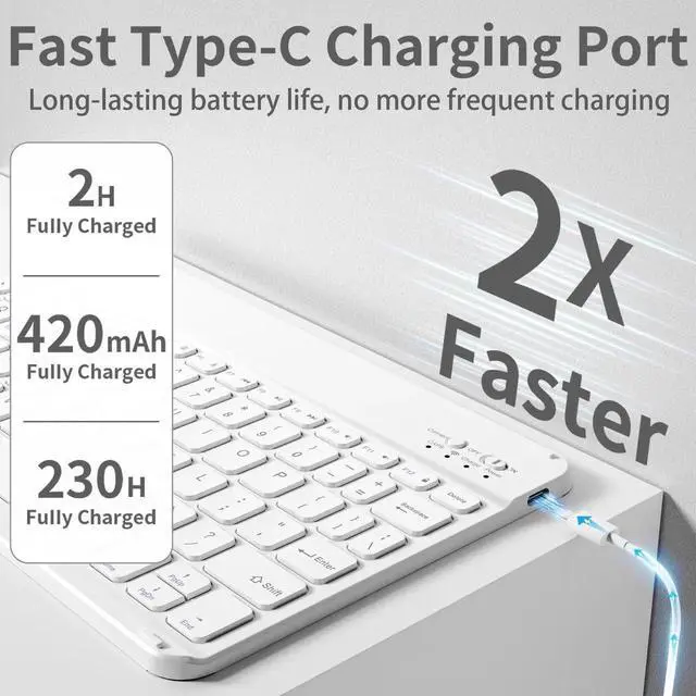 Alt view image 4 of 5 - BQDIYOO Case for iPad 11th/10th Generation with Keyboard, 11 inch A16/10.9" iPad 10 Case (2025/2022) with Pencil Holder, Wireless Keyboard and Slim Lightweight Soft Cover Auto Wake/Sleep, Gray