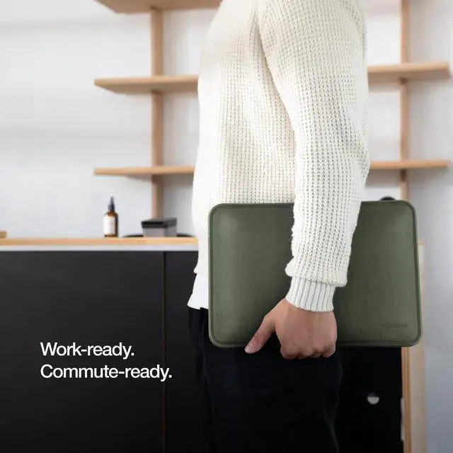 Alt view image 3 of 5 - Incase ICON Sleeve with Woolenex - MacBook Pro 14 inch Case - 2024, 2023, 2022, 2021, M4, M3, M2, M1 - Fitted MacBook Case, Laptop Sleeve, Hard Cover, Durable, Lightweight - Huntmaster Green