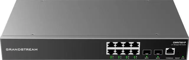 Alt view image 2 of 4 - Grandstream GWN7801P | 8-Port Gigabit Ethernet Layer 2+ Managed PoE Switch