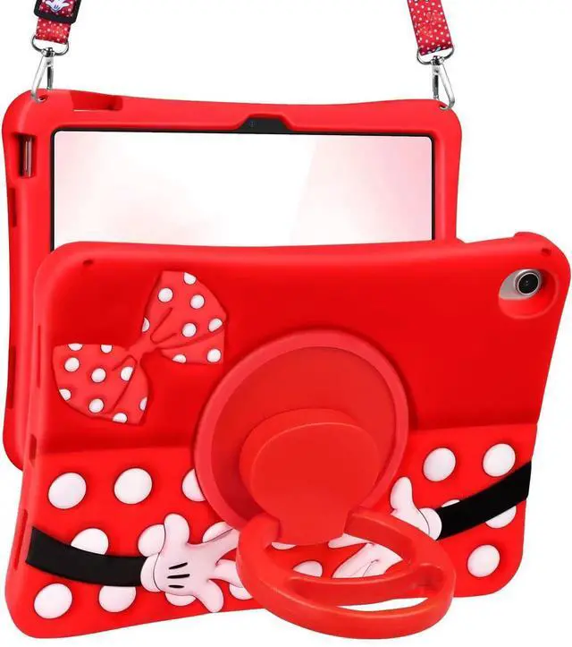 Main image of Lotadilo Cute for iPad A16 Case/for iPad 10th Generation/11 Inch Case - Silicone 3D Design for Girls Women Teens Girly Kawaii Funny Cartoon Soft Stand with Lanyard, Red Point