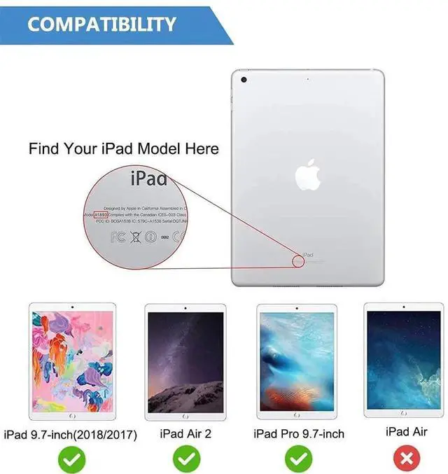 Alt view image 5 of 5 - TSQQST iPad 5th/6th Generation Case Pink Purple for Kids Girls with Glass Screen Protector 2017 2018 | iPad Air 2 Case w/Stand+Strap+Pencil Holder | Shockprooof Case for iPad Pro 9.7 Inch | Colorful