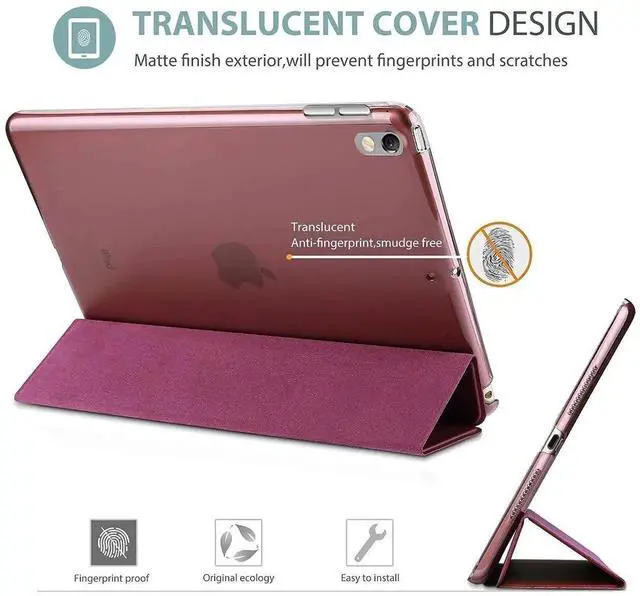 Alt view image 4 of 5 - ProCase iPad Air 3 10.5" 2019 / iPad Pro 10.5" 2017 Wine Slim Hard Shell Case Bundle with Tempered Glass Screen Protector