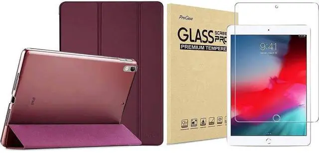 Main image of ProCase iPad Air 3 10.5" 2019 / iPad Pro 10.5" 2017 Wine Slim Hard Shell Case Bundle with Tempered Glass Screen Protector