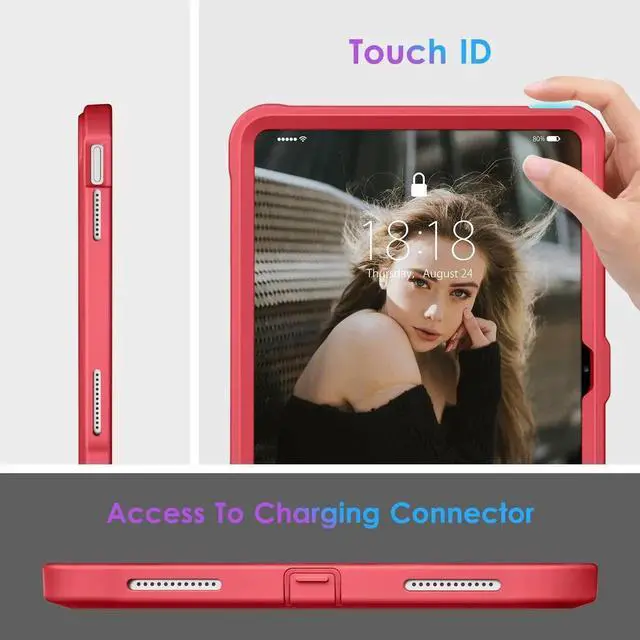 Main image of DTTO Case for iPad (A16) 11th Generation 11-Inch 2025, iPad 10th Generation 10.9-Inch 2022, Durable Shockproof Full Body Protective Cover with Built-in Screen Protector, Red