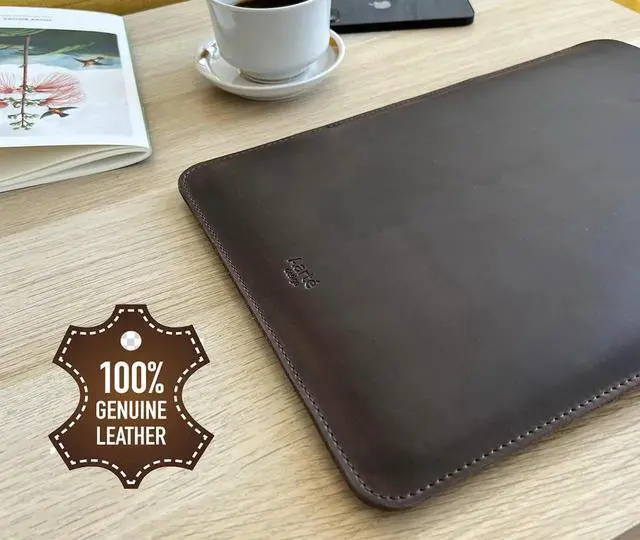 Alt view image 3 of 5 - Leather Sleeve Case for All 14 Inch MacBook 14 Pro 2021-2023 M1 M2 M3 Pro/ M3 Max A2442 A2779 Laptop Case Soft Handmade for Mac 14 Bag (Vertical, Vintage Chocolate)