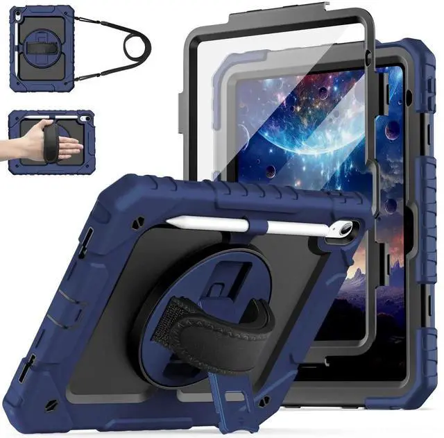 Main image of Cantis Case for iPad 11-inch (A16) 2025/ iPad 10th Generation 2022 (10.9 inch) with Screen Protector, iPad 11th Case with 360 Degree Rotating Stand/Shoulder Strap/Pencil Holder, Navy Blue