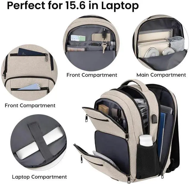 Alt view image 3 of 5 - Backpack for Girls Women, School Backpack for Teen Boys, Lightweight Casual High School Bookbag, Daily-use Travel Laptop Backpack with USB Charging Port Fits 15.6 Inch Notebook