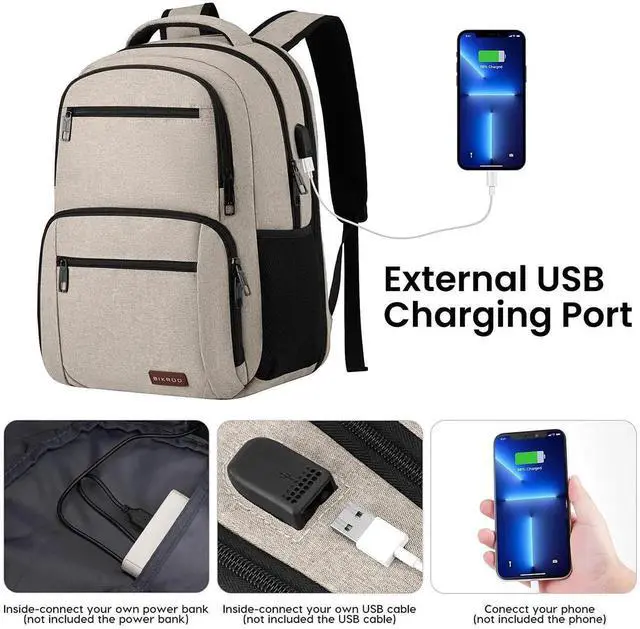 Alt view image 4 of 5 - Backpack for Girls Women, School Backpack for Teen Boys, Lightweight Casual High School Bookbag, Daily-use Travel Laptop Backpack with USB Charging Port Fits 15.6 Inch Notebook