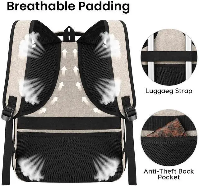 Alt view image 5 of 5 - Backpack for Girls Women, School Backpack for Teen Boys, Lightweight Casual High School Bookbag, Daily-use Travel Laptop Backpack with USB Charging Port Fits 15.6 Inch Notebook