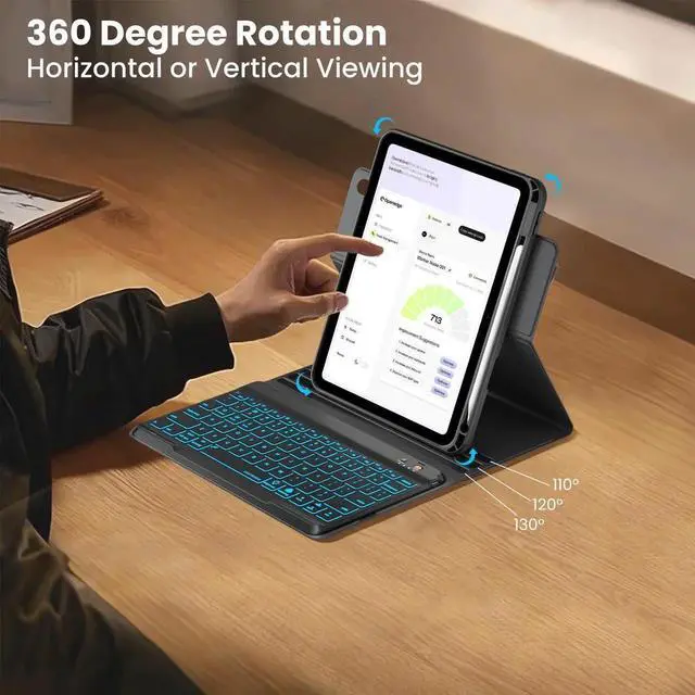 Alt view image 2 of 5 - OPAKIT Magnetic Keyboard Case for iPad (A16) 11th 10th Generation 11/10.9 inch, 7 Color Backlit Detachable Wireless Keyboard 360 Rotatable Cover with Pencil Holder for New iPad 10th Gen 2022 - Black