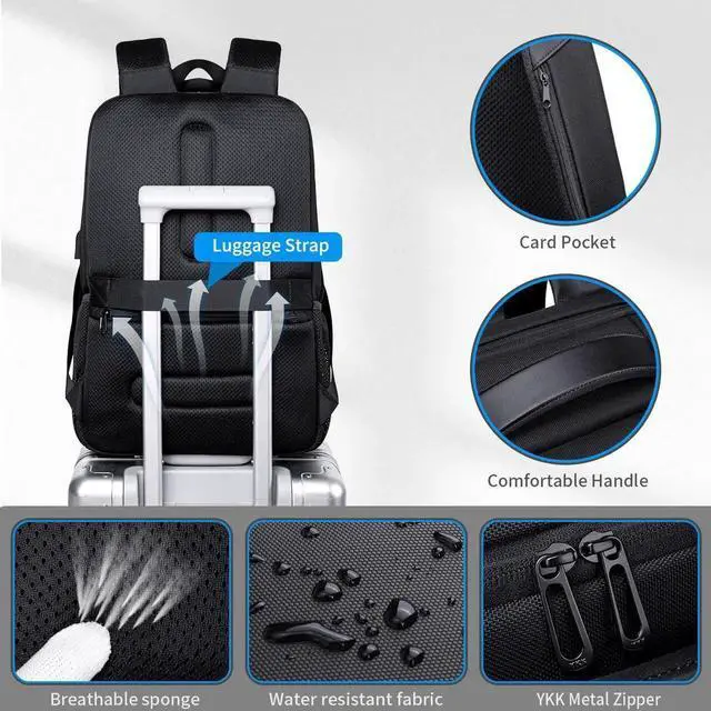 Alt view image 2 of 5 - BJIAX 40L Travel Laptop Backpack for Men, High Tech Business Backpack with USB Charging Port and Ergonomic Design, Water Resistant Anti-theft Work College Backpack Fits 17.3 Inch Tablet, Notebook