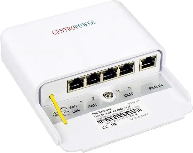 Main image of Outdoor 5 Port PoE Switch/Extender/Booster, 60W 48V 10/100/1000M POE Passthrough Switch Outdoor Ethernet ExtenderPoE Repeater,6KV Lightning Protection, IEEE 802.3af/at/bt, by CENTROPOWER