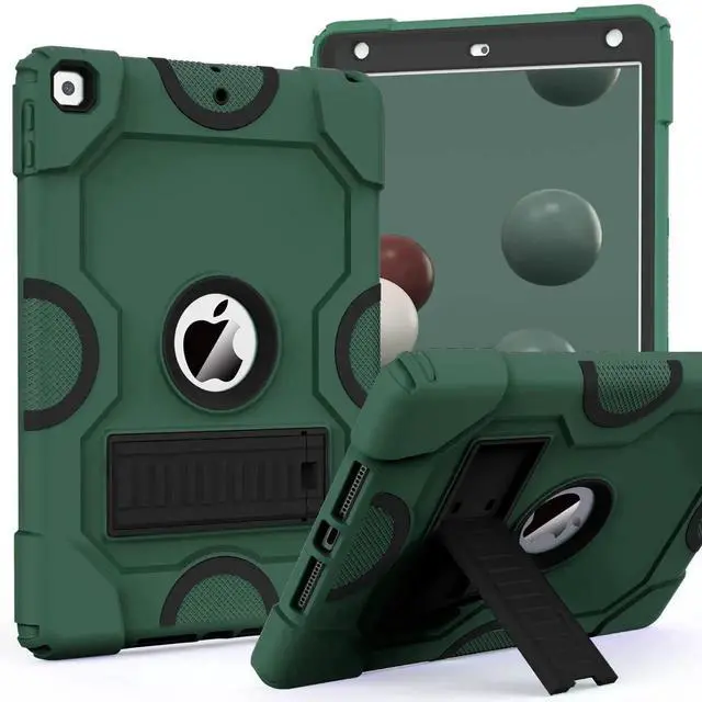 Main image of ZoneFoker for iPad 9th Generation Case, iPad 8th 7th Generation Case, iPad 10.2 Inch 2021/2020/2019 Case, Heavy Duty Rugged Shockproof Protective Cover with Kickstand for Kids Dark Green