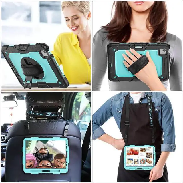 Alt view image 4 of 5 - SEYMAC stock Case for iPad Air 5th/4th Generation/Pro 11 (4th/3rd/2nd) with Screen Protector Pen Holder, 360° Rotate Hand Strap/Stand Case for iPad Air 5th/4th Gen 10.9''/ Pro 11'' (Brightblue+Black)