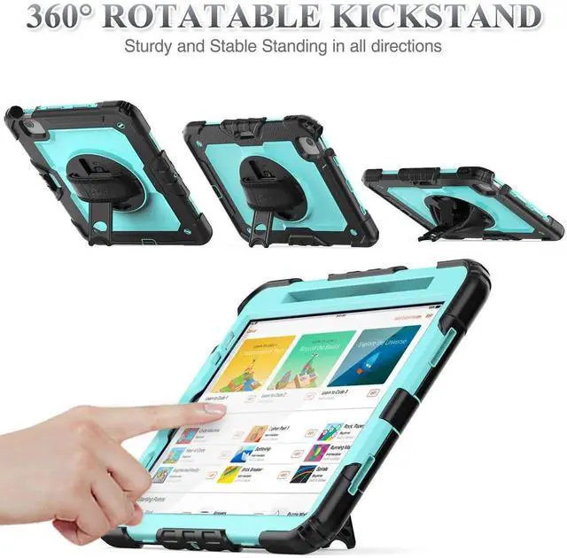 Alt view image 2 of 5 - SEYMAC stock Case for iPad Air 5th/4th Generation/Pro 11 (4th/3rd/2nd) with Screen Protector Pen Holder, 360° Rotate Hand Strap/Stand Case for iPad Air 5th/4th Gen 10.9''/ Pro 11'' (Brightblue+Black)