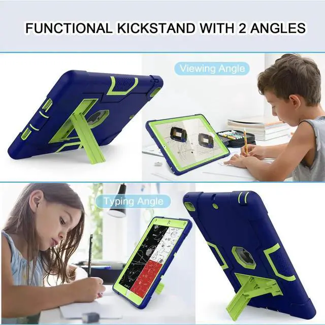 Alt view image 3 of 5 - OKP Case for iPad 6th Generation/iPad 5th Generation/iPad 9.7 inch/iPad Air 2, Hybrid Shockproof Rugged Protective Cover for ipad 9.7 inch 2018/2017 with Built-in Kickstand (Navy Blue)
