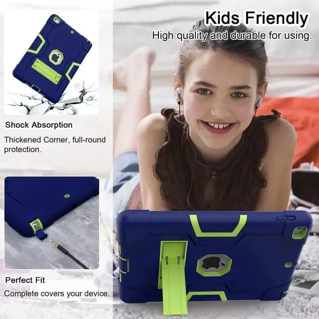 Alt view image 4 of 5 - OKP Case for iPad 6th Generation/iPad 5th Generation/iPad 9.7 inch/iPad Air 2, Hybrid Shockproof Rugged Protective Cover for ipad 9.7 inch 2018/2017 with Built-in Kickstand (Navy Blue)