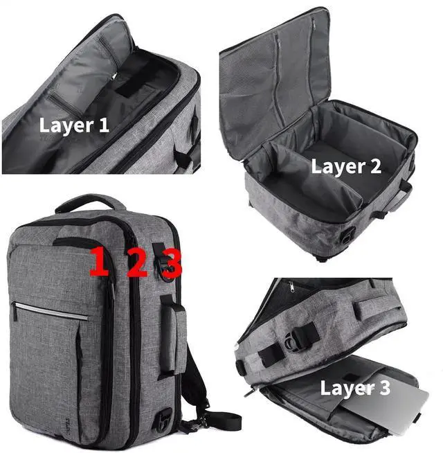 Alt view image 3 of 5 - TLZC 30L Flight Approved Weekender Carry-On Laptop Travel Backpack, 18 Inch Business Cube Handbag with Shoulder Strap and Funcitional Pockets Luggage Bag Suitcase Backpack