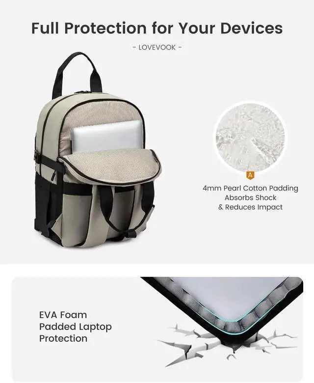 Alt view image 2 of 5 - LOVEVOOK Laptop Backpack for Women, 15.6 Inch Computer Backpack Purse, Casual Daypack Carry-On Personal Item Travel Bag, College Bookbook for Teen Girls Students Back to School