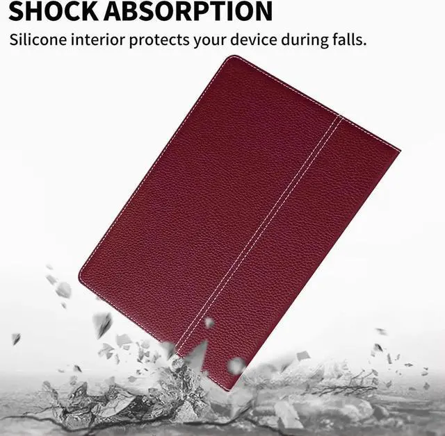 Alt view image 5 of 5 - NANRUIL for Ipad Case 10.2-inch 9th/8th/7th Gen 2021/2020/2019 Genuine Leather Cover Protective Shell,Auto Wake/Sleep.Red