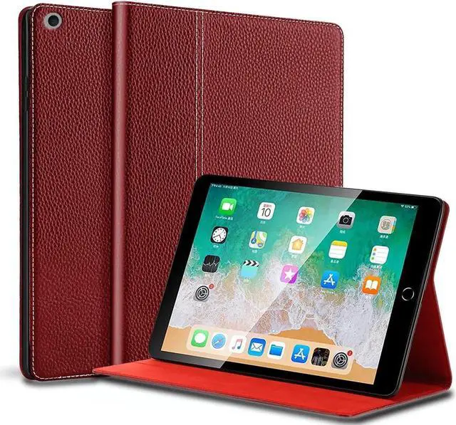 Alt view image 4 of 5 - NANRUIL for Ipad Case 10.2-inch 9th/8th/7th Gen 2021/2020/2019 Genuine Leather Cover Protective Shell,Auto Wake/Sleep.Red