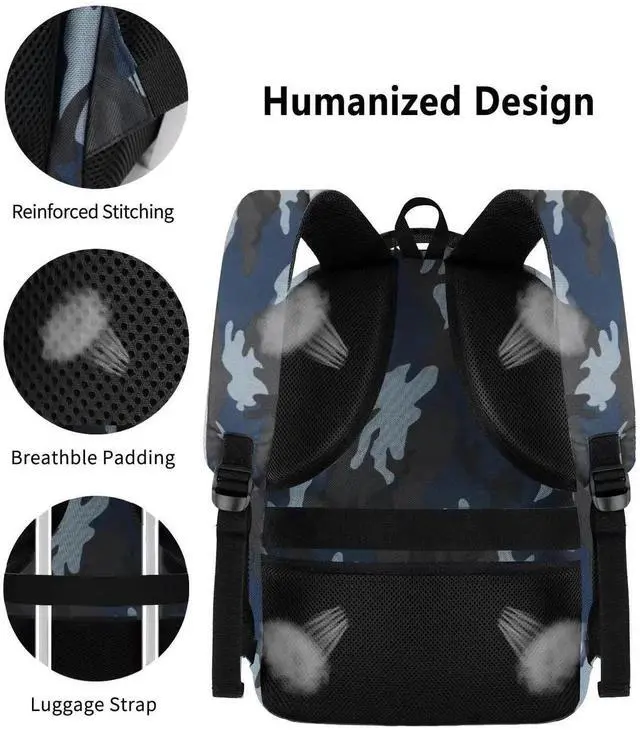 Alt view image 4 of 5 - Skaypibs Laptop Backpack for Men,School Backpack with USB Charging Port,Water Resistant Backpack for teens boys,Business Work College bookbag,book bag Fits 15.6 Inch,Blue Back Pack