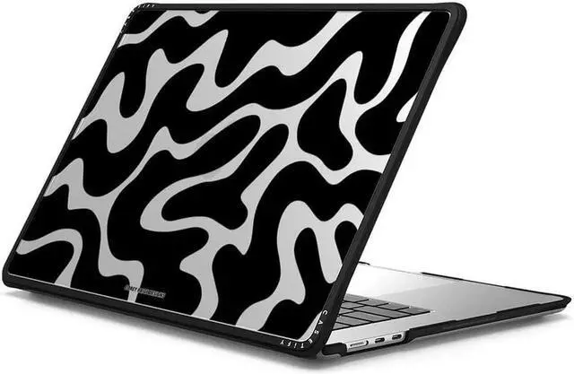 Alt view image 2 of 3 - CASETiFY Impact MacBook Air 15-inch (M2/M3/M4) Case [Enhanced Protective Corner Design/Ventilation Cutouts/Anti-Slip Grip] - Black Abstract Shapes - Clear Black