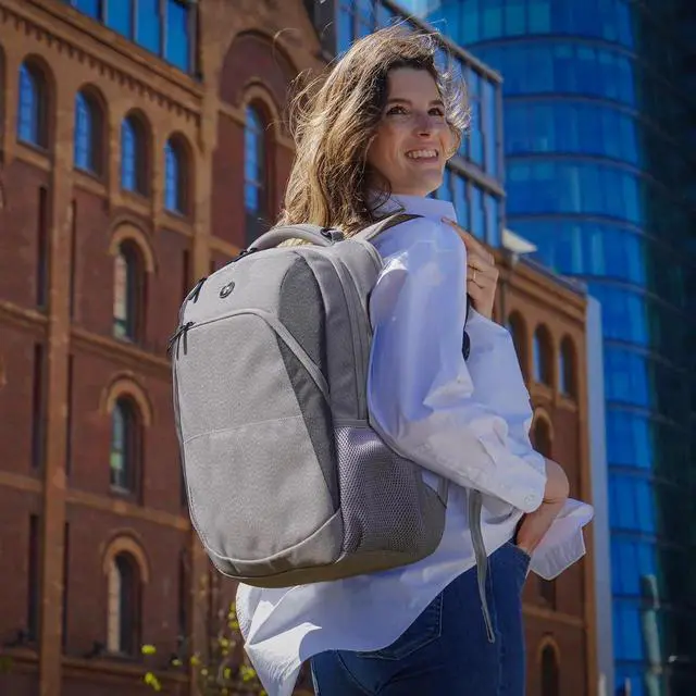 Alt view image 2 of 5 - Swissdigital Design Business Laptop Backpack, College Laptops Backpack with USB Charging Port for Men and Women Fits 16 Inch Notebook, Mauve Grey | ANDWIL