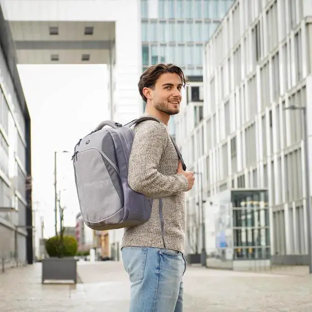 Alt view image 3 of 5 - Swissdigital Design Business Laptop Backpack, College Laptops Backpack with USB Charging Port for Men and Women Fits 16 Inch Notebook, Mauve Grey | ANDWIL