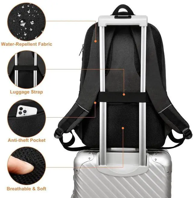 Alt view image 3 of 5 - kadilong 17.3 Inch Laptop Backpack Insulated Cooler Backpack with Lunch Box,Lunch Bookbag for Men Teens Boys School Work Picnic College Travel,Computer Bag Meal Prep with USB Charging Port,Black