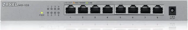 Alt view image 3 of 5 - Zyxel 8-Port 2.5GbB MultiGig Ethernet Unmanaged Switch | 8 x 100/1G/2.5G Mbps Ports | Plug & Play | Metal Housing | Desktop or Wall-Mount | Ethernet Splitter MG-108