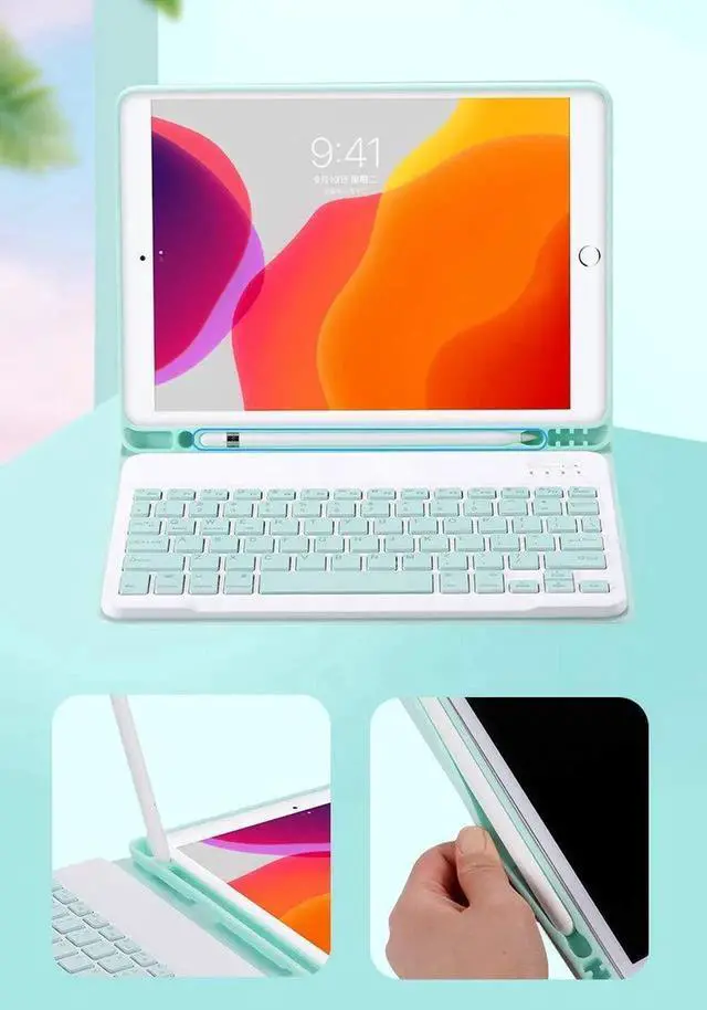 Alt view image 2 of 5 - ZGSENLAN with Mouse Keyboard case for Galaxy Tab Tab S7+ / S7 FE / S8+ / S9+ / S9 FE+ 12.4", Magnetic Detachable Bluetooth Keyboard Color Key with S Pen HolderMint Green