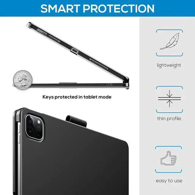 Alt view image 4 of 5 - typecase Touch Keyboard Case for iPad Air 11-inch (M3 2025 / M2 2024)& iPad Pro 11(4th/3rd/2nd/1st Gen):Multi-Touch Trackpad & 11 Colors Backlight&360°Rotatable,Thin & Light for iPad Air 5/4 Gen,Black