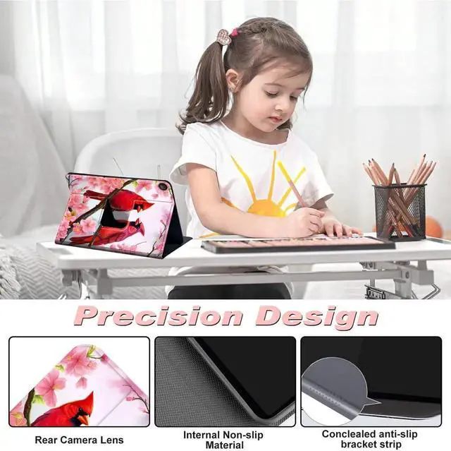 Alt view image 5 of 5 - Case for iPad 9.7 Inch iPad 6th/5th Generation Case 2018 2017(Model: A1893 A1954 A1822 A1823),Slim Lightweight Smart Shell Stand Cover for iPad 9.7 Inch 2018/2017,Red Birds Pink Flowers