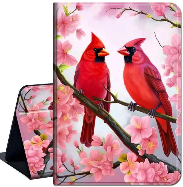 Main image of Case for iPad 9.7 Inch iPad 6th/5th Generation Case 2018 2017(Model: A1893 A1954 A1822 A1823),Slim Lightweight Smart Shell Stand Cover for iPad 9.7 Inch 2018/2017,Red Birds Pink Flowers