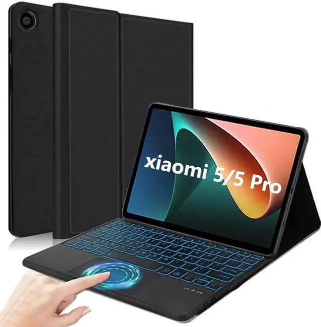 Main image of QYiiD Touchpad Xiaomi Mi Pad 5/5 Pro Keyboard Case, 7 Color Backlight Wireless Bluetooth Detachable Keyboard with Multi-Angles Stand Protective Cover for Mi Pad 5/5 Pro 11 inch Tablet, Black