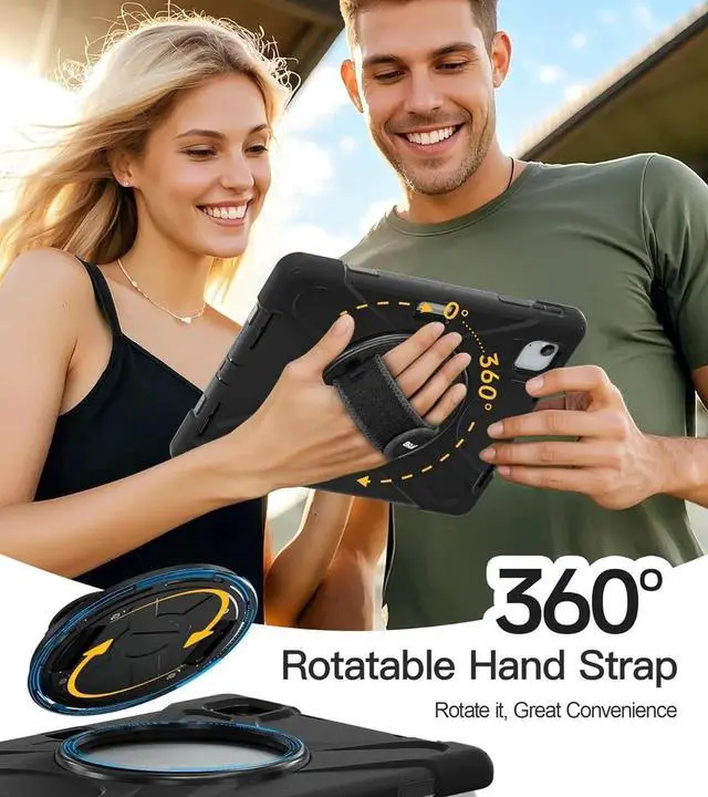 Alt view image 2 of 5 - BRAECN for iPad Air 11 Inch M3 2025/M2 2024 Case (Air 6th Gen),Shockproof Silicone with Screen Propector/Pencil Holder, Kickstand, Hand Strap for iPad Air 5th/4th Gen 10.9 Inch -Black