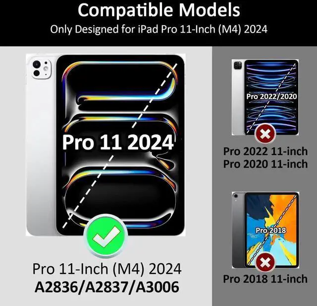 Alt view image 2 of 5 - Jarviwiin Case for iPad Pro 11 inch M4 2024 (iPad Pro 5th Generation), Multi-Angle PU Leather Cover for iPad Pro 11" with Pencil Holder/Hand Strap, Auto Wake/Sleep, Black