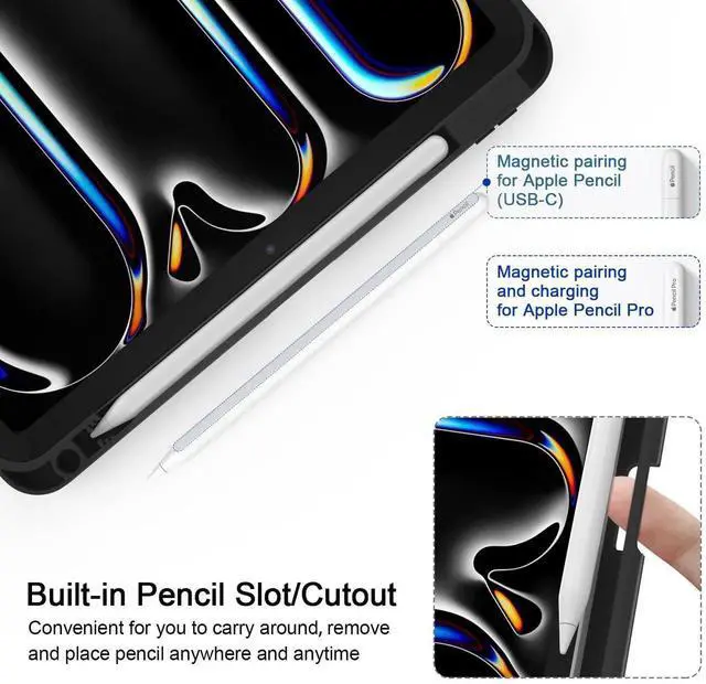 Alt view image 5 of 5 - Jarviwiin Case for iPad Pro 11 inch M4 2024 (iPad Pro 5th Generation), Multi-Angle PU Leather Cover for iPad Pro 11" with Pencil Holder/Hand Strap, Auto Wake/Sleep, Black