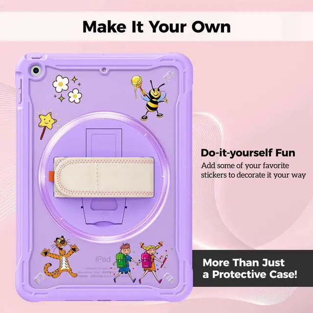 Alt view image 2 of 5 - ProCase Rugged Case for iPad 9th/8th/7th Generation 10.2 inch 2021/2020/2019 Case, Heavy Duty Shockproof Rugged Cover with Hand Strap 360 Degree Rotatable Kickstand Protective for iPad 10.2 -Purple