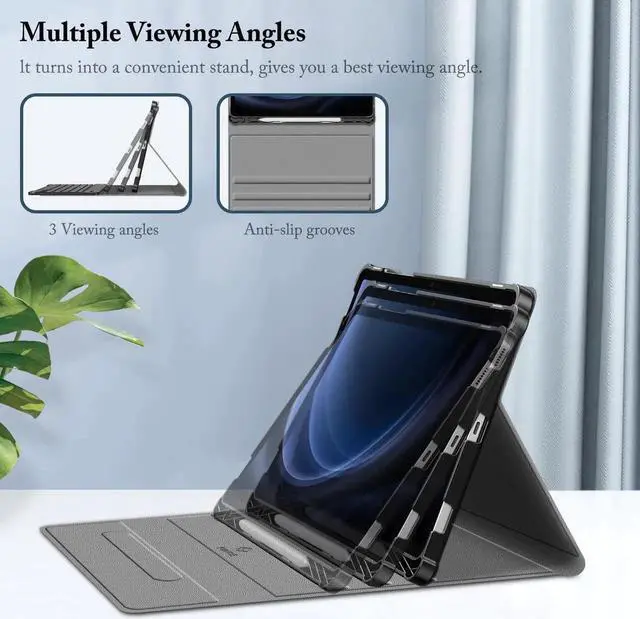 Alt view image 4 of 5 - Fintie Case for Samsung Galaxy Tab S9 FE 5G 10.9 Inch/Galaxy Tab S9 11 Inch 2023 Release, Slim Keyboard Stand Cover + Multi-Angle Viewing Protective Cover with Pocket