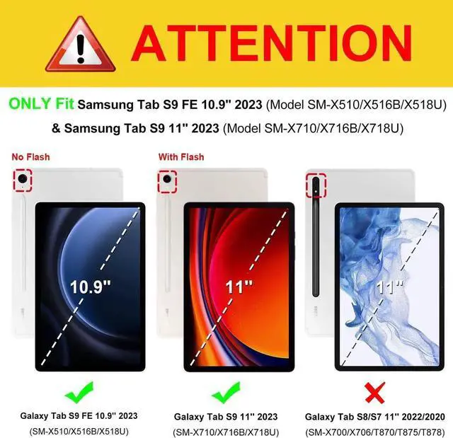 Alt view image 2 of 5 - Fintie Case for Samsung Galaxy Tab S9 FE 5G 10.9 Inch/Galaxy Tab S9 11 Inch 2023 Release, Slim Keyboard Stand Cover + Multi-Angle Viewing Protective Cover with Pocket