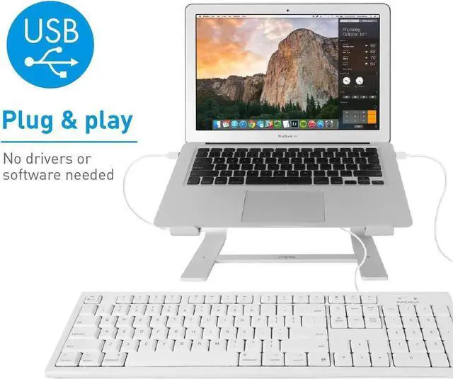 Alt view image 5 of 5 - Macally Wired Mac Keyboard and an Adjustable Vertical Laptop Stand, Protect Your Laptop from Getting Damaged