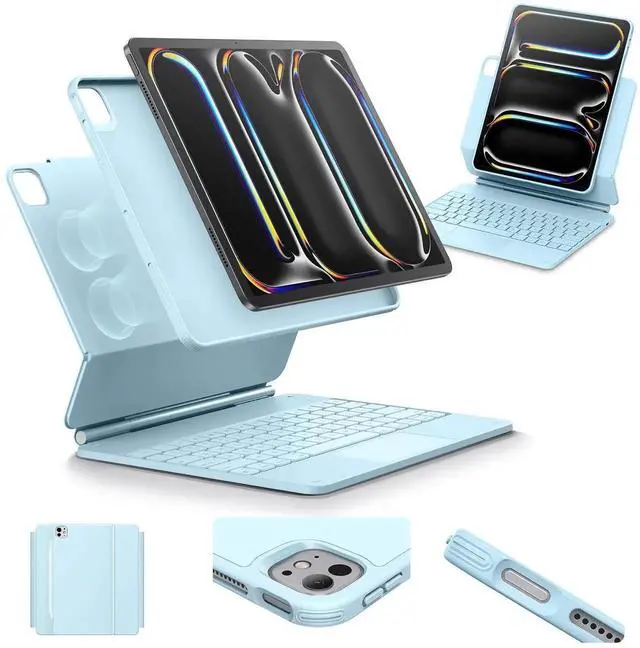 Main image of ESR iPad Pro 13 Inch Case with Keyboard (M4, 2024), iPad Pro 13 Keyboard Case with Easy-Set Magnetic Stand, Portrait/Raised Modes for iPad Pro 13 Keyboard, Removable Case, Rebound 360 Series, Blue