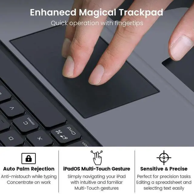 Alt view image 2 of 4 - Nillkin iPad Pro 11(1st/2nd/3rd/4th Gen) & iPad Air 5th/4th Generation Case with Keyboard, Magic Trackpad, Rugged Case with Detachable Keyboard, 7 Backlight Colors, Portrait/Landscape Modes, Black